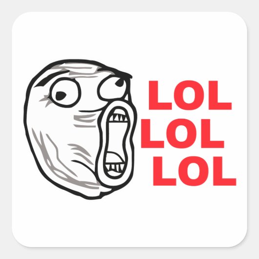 lol face meme humor rofl omfg omfg vierkante sticker (Voorkant)