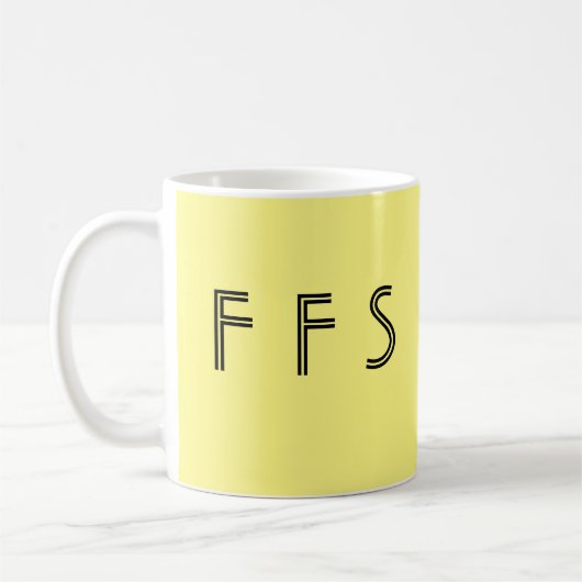 "LOL" "FFS" minimalistisch geel zwart grappig/boos Koffiemok (Links)