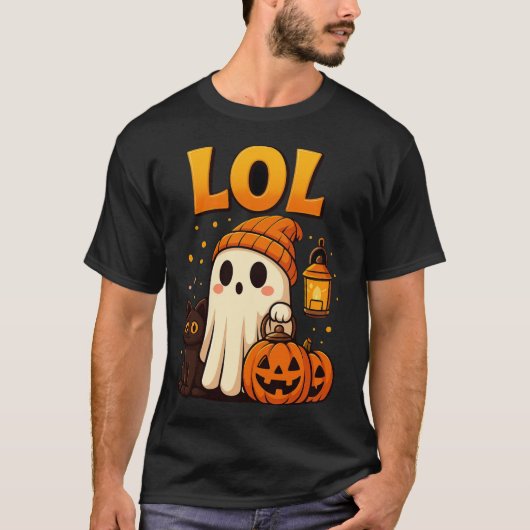 LOL Ghost Halloween T-Shirt | Cute Spooky Pumpkin  (Voorkant)