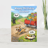 LOL, grappige hond en katten verjaardagskaart voor