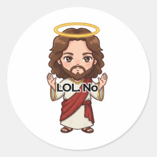 LOL. Jezus reageert Ronde Sticker