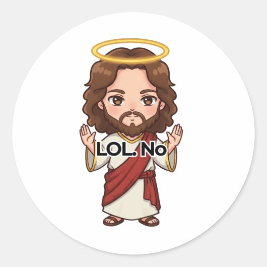 LOL. Jezus reageert Ronde Sticker (Voorkant)