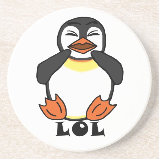 LOL Lachpinguïn Zandsteen Onderzetter (Voorkant)