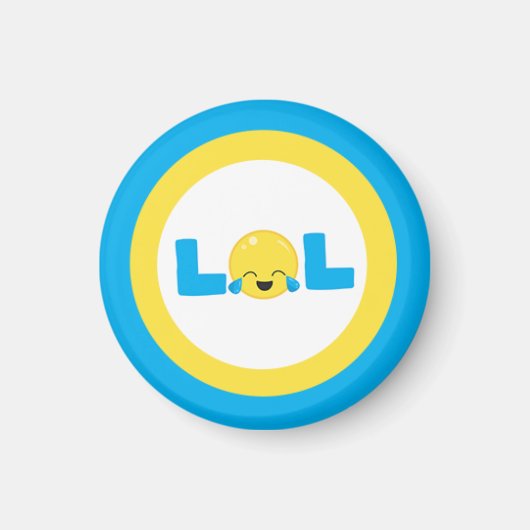 LOL Laugh Loud Emoji Blue Yellow Classic Magneet (Voorkant)