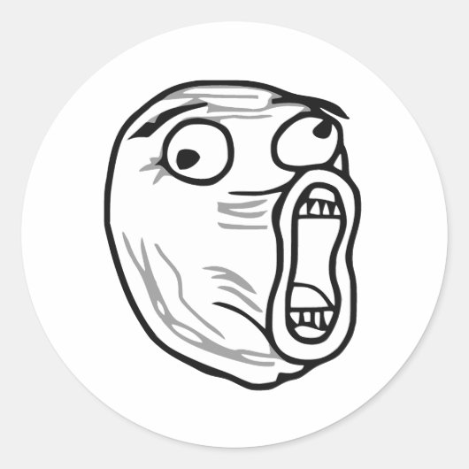 LOL Laugh Out Loud Rage Face Meme Ronde Sticker (Voorkant)