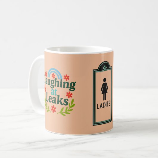 LOL Leaks Ladies Room Emergency Exit Funny Mug Koffiemok (Voorkant links)