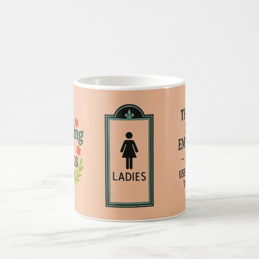 LOL Leaks Ladies Room Emergency Exit Funny Mug Koffiemok (Center)