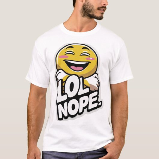 LOL Nope - Lachende Emoji Attitude Sticker T-shirt (Voorkant)