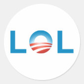 LOL OBAMA RONDE STICKER (Voorkant)