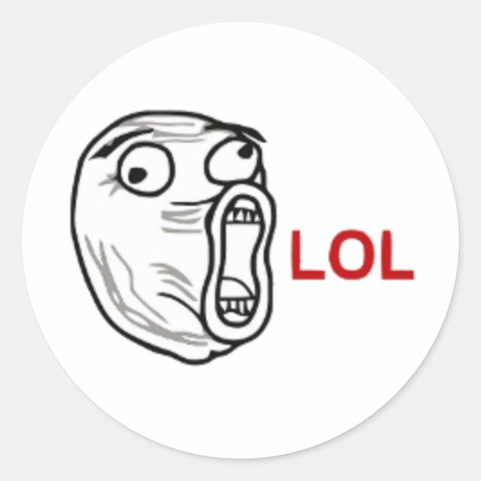 LOL Rage Face Ronde Sticker (Voorkant)