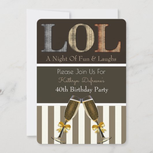 "LOL"-uitnodiging van de Birthday Party Kaart (Voorkant)
