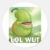 Lol Wut Pear Ronde Sticker (Voorkant)