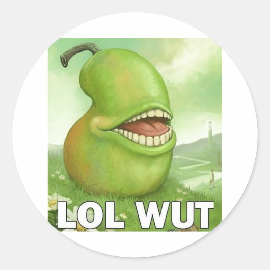 Lol Wut Pear Ronde Sticker (Voorkant)