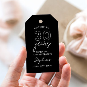LOLA 30th Birthday Black Favor Cadeaulabel