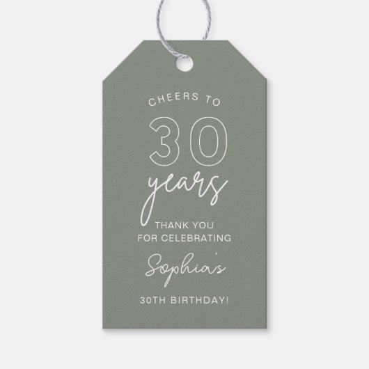 LOLA 30th Birthday Sage Favor Cadeaulabel (Voorkant)