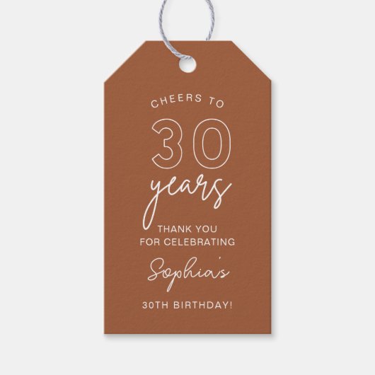 LOLA 30th Birthday Terracotta Favor Cadeaulabel (Voorkant)