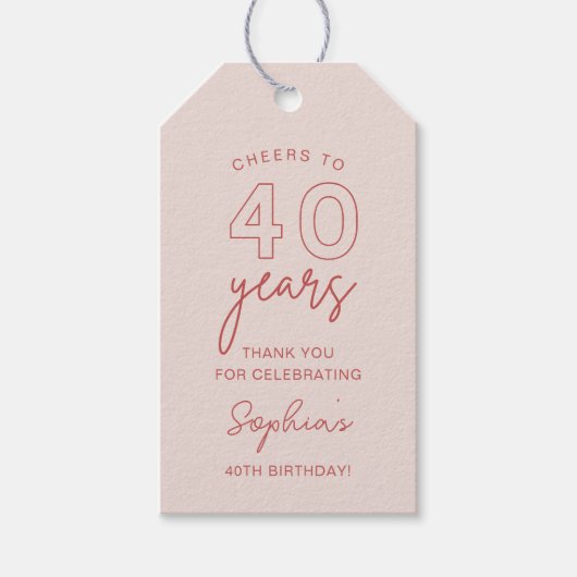 LOLA 40th Birthday Party Favor Label Cadeaulabel (Voorkant)