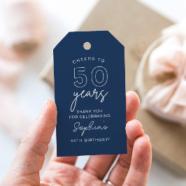 LOLA 50th Birthday Party Favor Tag Navy Cadeaulabel