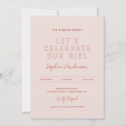 LOLA Bachelorette Party Laten we ons meisje vieren Kaart (Voorkant)