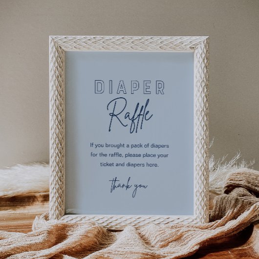 LOLA Blue Diaper Raffle Baby shower Game Poster