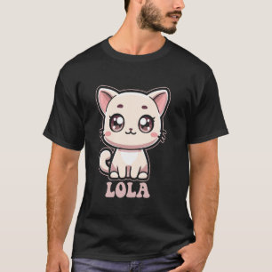 Lola Cute Kitty Kattenontwerp voor Meisjesnaam Lol T-shirt
