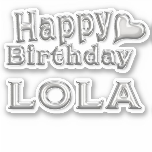 Lola Happy Birthday silver Aufkleber Sticker (Voorkant)