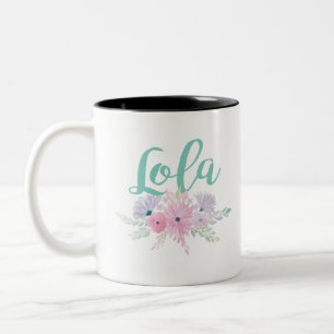 Lola met Aqua Floral Bouquet Tweekleurige Koffiemok
