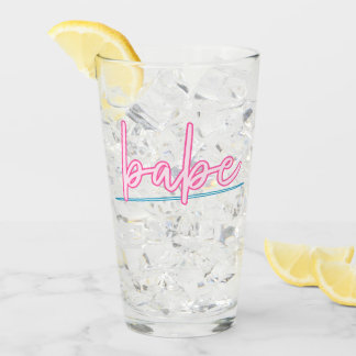 LOLA Neon Blue en Pink 90's Babe Bachelorette Glas