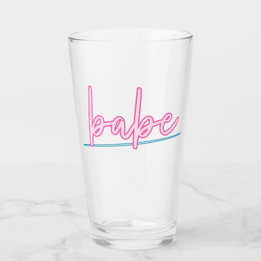 LOLA Neon Blue en Pink 90's Babe Bachelorette Glas (Voorkant)