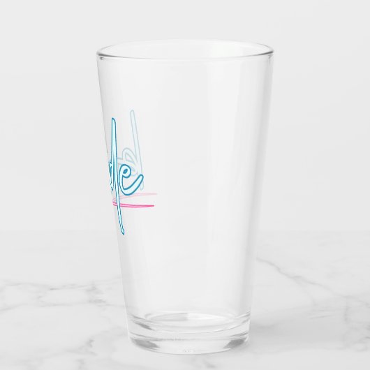 LOLA Neon Blue en Pink 90's Bride Bachelorette Glas (Links)