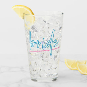 LOLA Neon Blue en Pink 90's Bride Bachelorette Glas