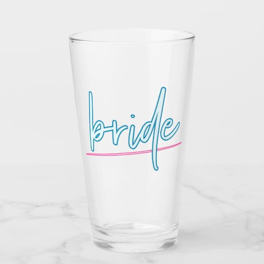 LOLA Neon Blue en Pink 90's Bride Bachelorette Glas (Voorkant)