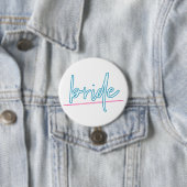 LOLA Neon Blue en Pink 90's Bride Bachelorette Ronde Button 7,6 Cm (In situ)