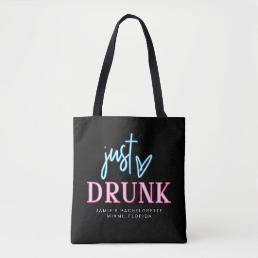 LOLA Neon Blue Roze Drink Bachelorette Tote Bag (Voorkant)