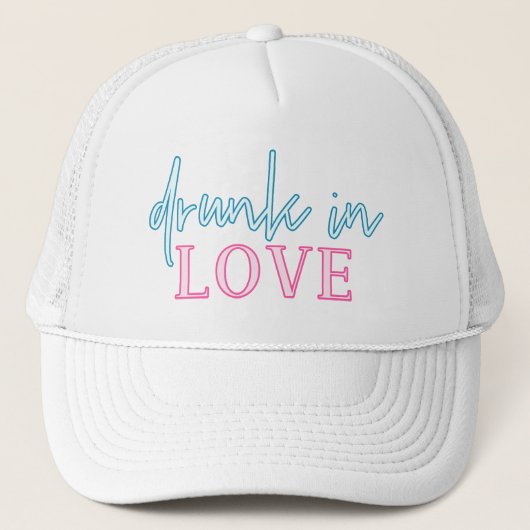 LOLA Neon Blue Roze Drink in Love Bachelorette Trucker Pet (Voorkant)