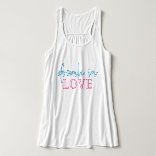 LOLA Pink Blue Neon Drunk In Love Bachelorette Tanktop (Design voorkant)