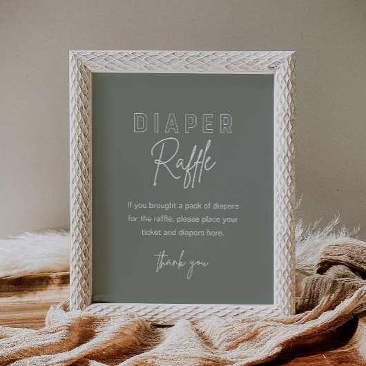 LOLA Sage Diaper Raffle Baby shower Game Poster