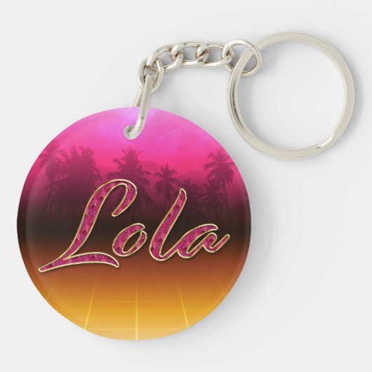Lola Vorname Name golden pink Schlüsselanhänger Sleutelhanger (Achterkant)