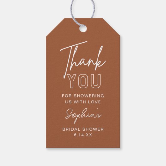 LOLA-Vrijgezellenfeest, Baby shower Terracotta Fav Cadeaulabel (Voorkant)