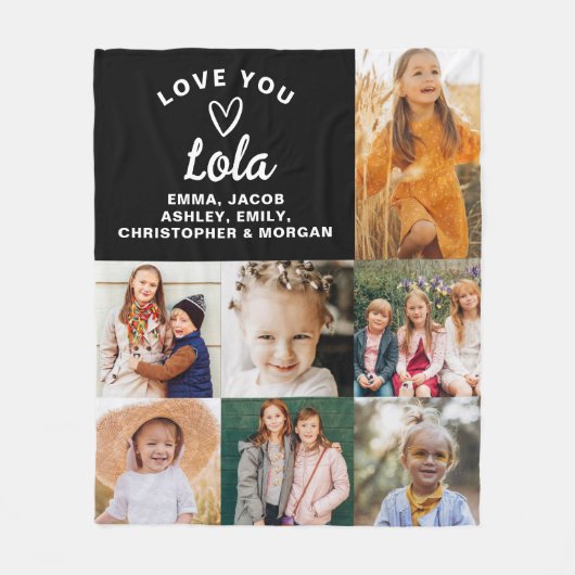 Lola We Love You Hearts Moderne fotocollage Fleece Deken (Voorkant)