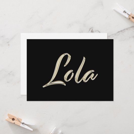 Lola white gold Handwriting Karte Kaart (Voorkant / Achterkant in situ)