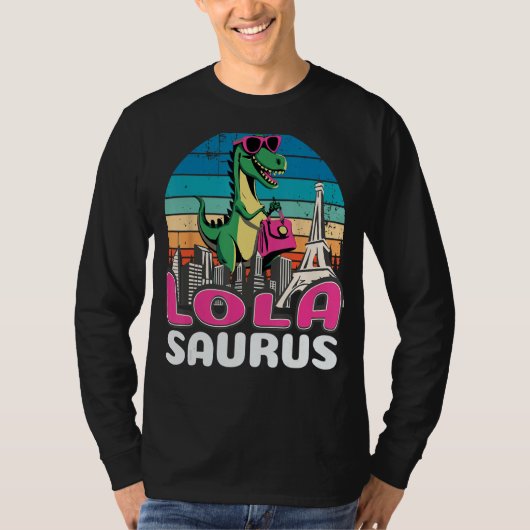 Lolasaurus T rex dinosaurus Lola saurus familie T-shirt (Voorkant)