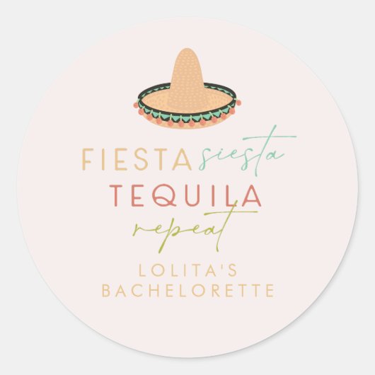 LOLITA Fiesta Siesta Tequila Bachelorette Favor Ronde Sticker (Voorkant)