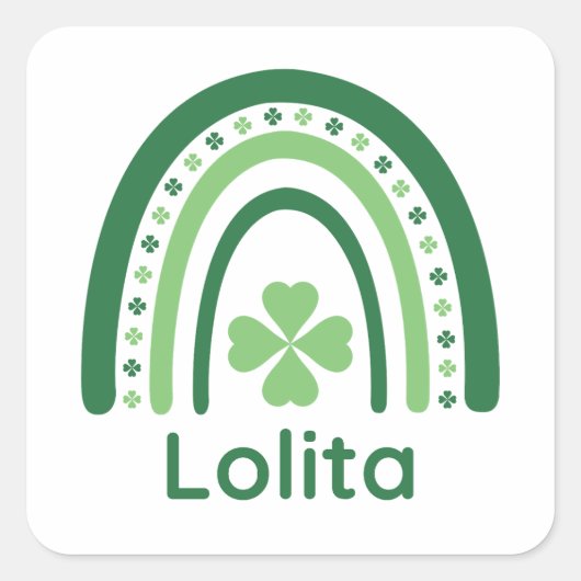 Lolita Name Clover Boho Rainbow Vierkante Sticker (Voorkant)