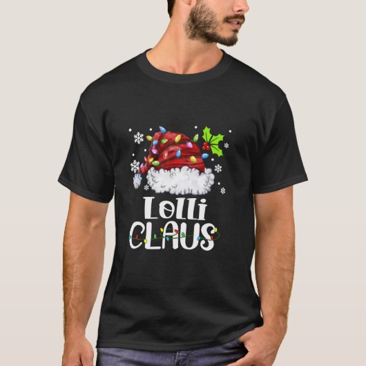 Lolli Claus Kerstman Hoed Kerstmis Licht Kerstmis T-shirt (Voorkant)