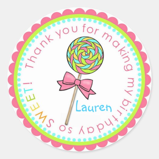 Lolli Lollipop- Hete Kleuren Ronde Sticker (Voorkant)