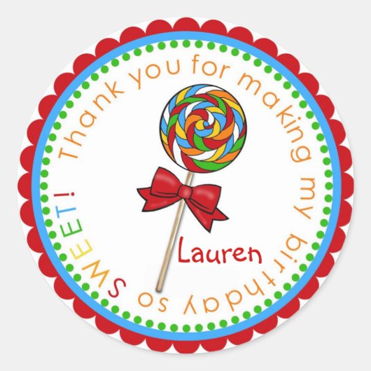 Lolli Lollipop- primary_edited-1, Lauren Ronde Sticker (Voorkant)