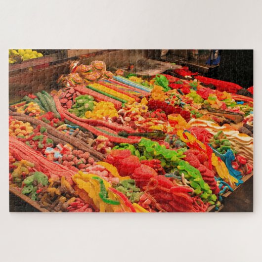 Lollies en snoep op de markt, Barcelona Legpuzzel (Horizontaal)