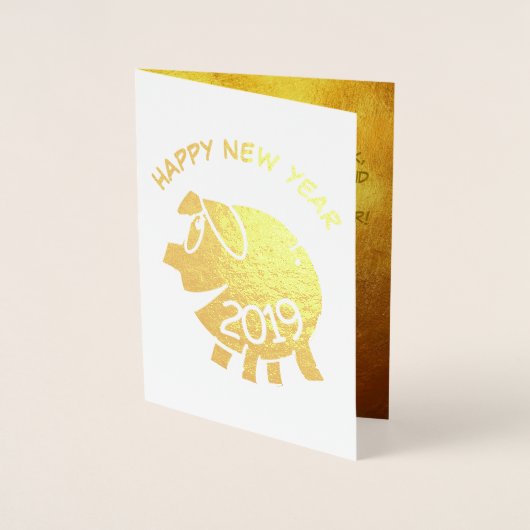 Lollige 3 Cartoon Varken Jaar Dierenriem Verjaarda Folie Kaarten (Voorkant)