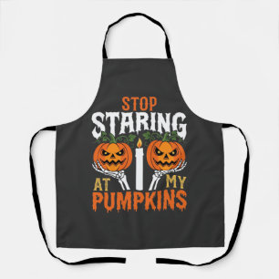Lollige Halloween Hou Op met Mijn Pompoenen Aan te Schort